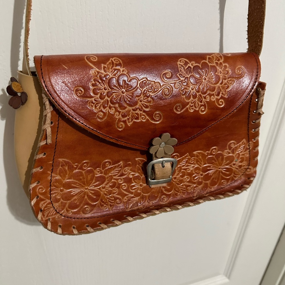 Mexican leather crossbody purse.